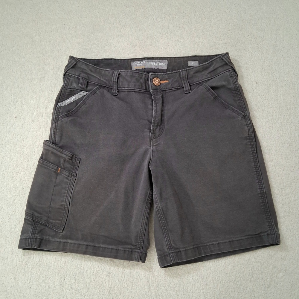 Ariat Rebar Men's Canvas Work Shorts Perfect Rise Grey Size 27 VGC 7.5" Inseam